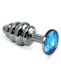 Серебряная втулка LOVETOY Spiral с голубым кристаллом