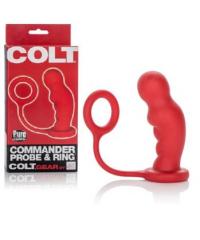 Анальная пробка COLT Commander Probe Ring с эрекционным кольцом красная 