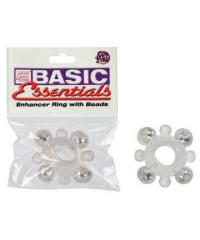 Эрекционное кольцо Basic Essentials - Enhancer Ring with Beads с бусинами прозрачное, se-1725-00-2