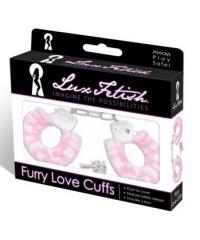 Розовые леопардовые наручники с мехом LUX FETISH
