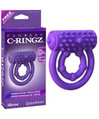 Эрекционное кольцо Vibrating Prolong Performance Ring на пенис и мошонку фиолетовое с вибрацией
