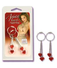 Подвески на соски с сердечками Asian Hearts Nipple Rings