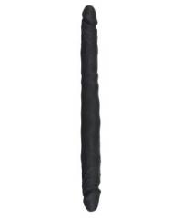 Двусторонний черный фаллоимитатор - 43 см.