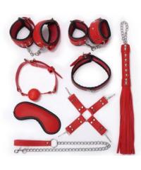 Набор: маска, ошейник, наручники, кляп и плетка