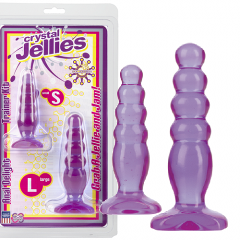  купить набор crystal jellies из двух анальных стимуляторов  anal trainer kit фиолетовый 