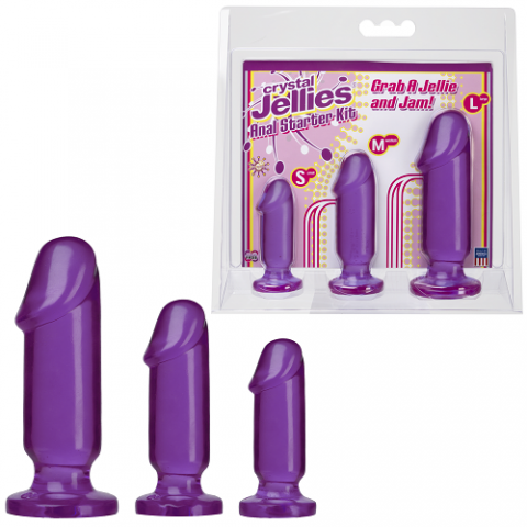  купить набор crystal jellies из трех анальных стимуляторов  anal trainer kit фиолетовый dj0283-22cd