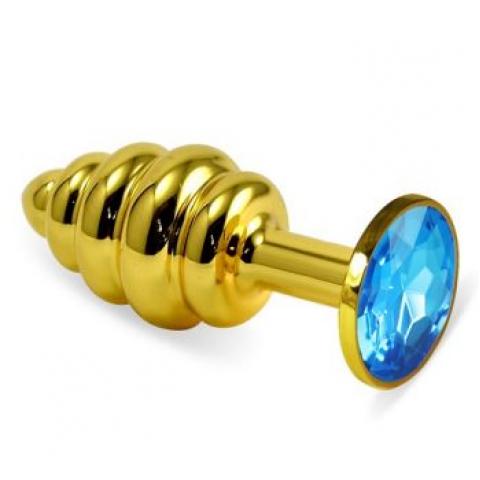  купить анальная втулка lovetoy gold спираль с голубым кристаллом