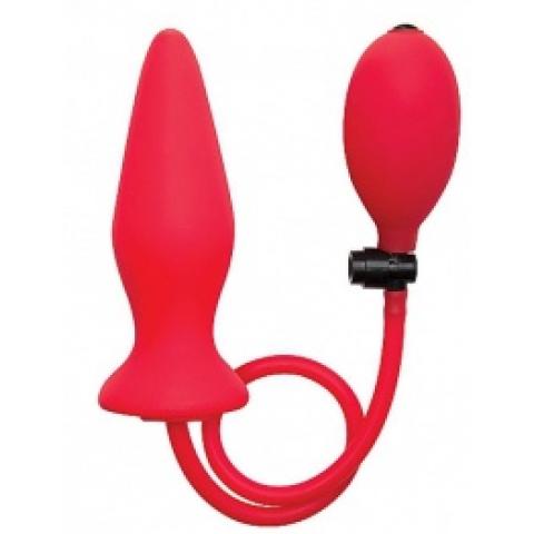OU090RED OU090RED Анальная пробка Inflatable Plug, с грушей, силикон, красная, 59х130 мм