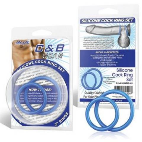  купить набор из двух голубых силиконовых колец разного диаметра silicone cock ring set 