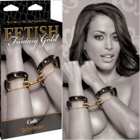  купить наручники fetish fantasy gold cuffs черные с золотом 