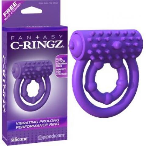  купить эрекционное кольцо vibrating prolong performance ring на пенис и мошонку фиолетовое с вибрацией