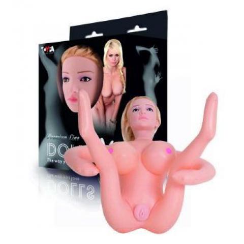  купить кукла надувная с реалистичной головой. блондинка в лежачей позе. вставка вагина – анус. 2 отверстия