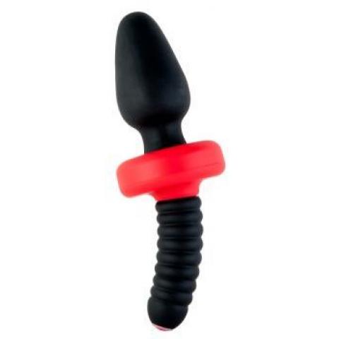 901338-5 Анальная вибровтулка TOYFA Black&Red для фистинга, силиконовая, черная, 10 см, Ø 5 см