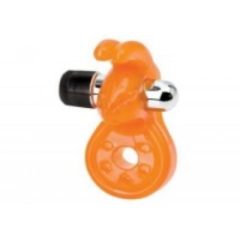2100030 Оранжевое эрекционное кольцо с вибрацией и стимулятором клитора Sex Please! Wiggily Vibratin