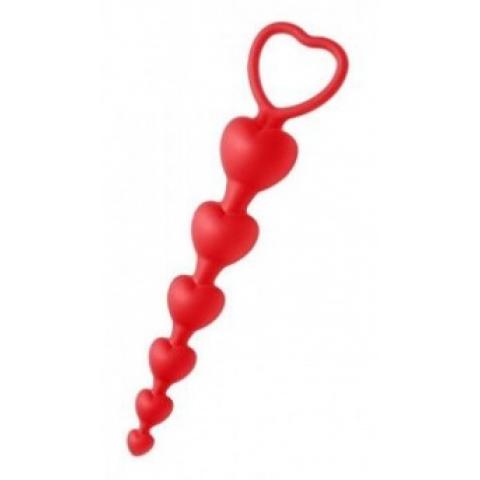 AE177 Красные анальные бусы Sweet Heart Silicone Anal Beads - 18,4 см.
