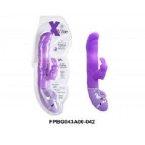 FPBG043A00 Фиолетовый вибратор с клиторальным стимулятором - 18 см.