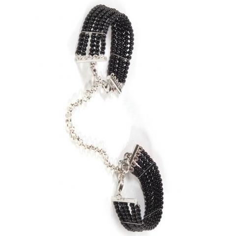 0048 Чёрные дизайнерские наручники Plaisir Nacre Bijoux