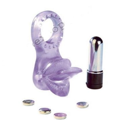 Вибронасадка на пенис"The Joy Licker Shady Purple"  с вибрацией и язычком для стимуляции клитора 