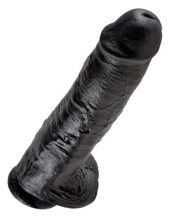  купить черный фалоимитатор-гигант на присоске - 28 см.