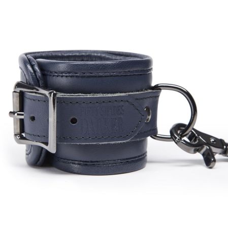  купить тёмно-синие кожаные наручники darker limited collection wrist cuff