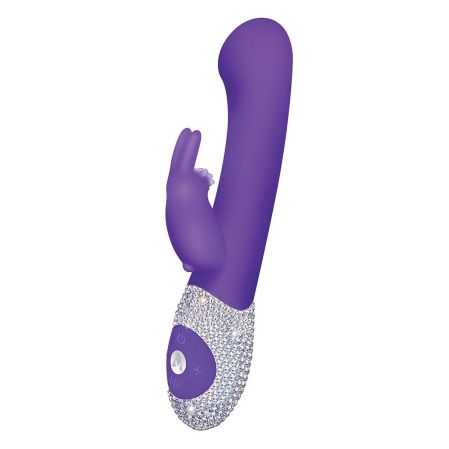  фиолетовый вибромассажёр the g-spot rabbit с украшенной стразами рукоятью - 22 см. наложенным платежом