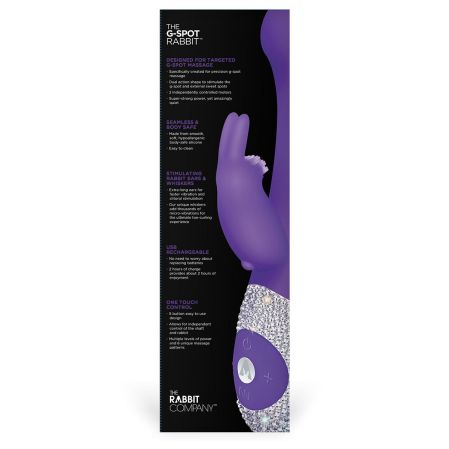  купить фиолетовый вибромассажёр the g-spot rabbit с украшенной стразами рукоятью - 22 см.
