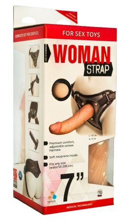  купить женский страпон с вагинальной пробкой из неоскина - 18 см.