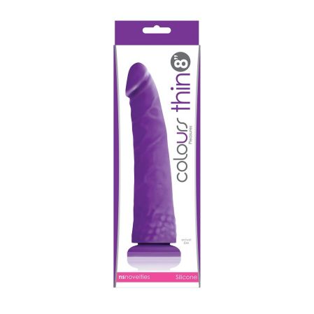  купить nsn-0405-65 фиолетовый фаллоимитатор без мошонки pleasures thin 8 dildo - 20 см.