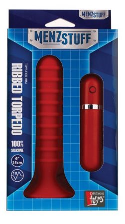  купить вибратор анальный ребристый красный menzstuff ribbed torpedo vibr. 6inch red 13 см.