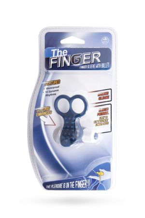 Вибронасадка NMC The Finger на пальцы с рельефной поверхностью, 10 режимов вибрации, синяя 