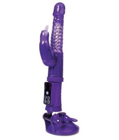  купить 765012 фиолетовый вибратор с клиторальным стимулятором и крепкой присоской в основании