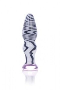 Анальная втулка Sexus Glass, стеклянная, бело-чёрная, 11,6 см 