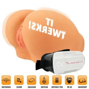 Реалистичная вагина с вибрацией, нагревом и шлемом виртуальной реальности CyberSkin Twerking Butt Deluxe