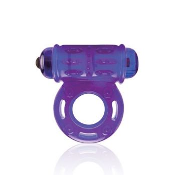 Фиолетовое мощное вибро-кольцо со стимулятором клитора