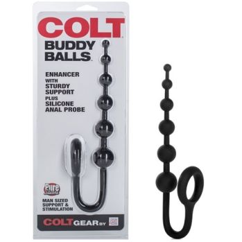 Анальная цепочка COLT Buddy Balls с эрекционным кольцом черная