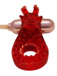 Красное эрекционное кольцо со съемным виброэлементом Bulls Eye Ring 