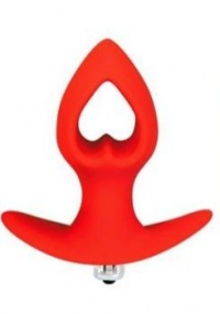 <b>Анальная</b> <b>втулка</b> со съемной вибропулей и отверстием в форме сердца от компании Sweet Toys, цвет красн