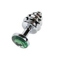 Silver Butt Plug Emerald  SM 252 ft26