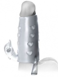 Насадка стимулирующая Deluxe Vibrating Penis Enhancer со стимулятором клитора прозрачная с вибрацией  