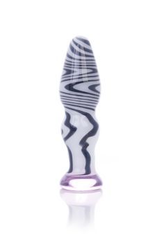 Анальная втулка Sexus Glass, стеклянная, бело-чёрная, 11,6 см