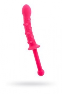 Розовый фаллоимитатор с длинной рукоятью 
