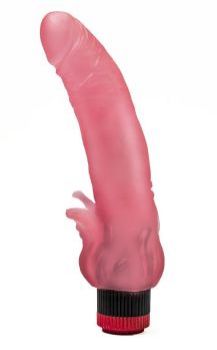 Розовый <b>гелевый</b> вибратор с клиторальными лепестками - 18,5 см.