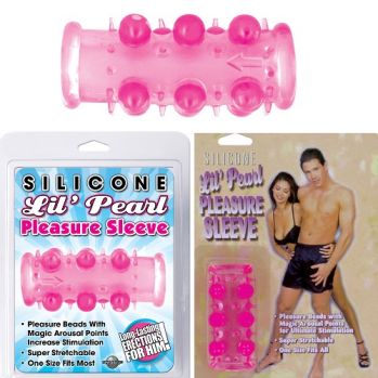 Насадка Silicone Lil Pearl Pleasure Sleeve с бусинками розовая 