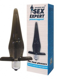 Черная анальная вибровтулка SexExpert 11 см 