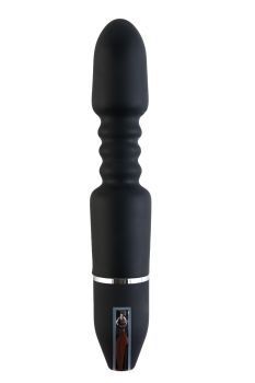 Чёрный анальный вибромассажёр с широкой головкой - 27 см