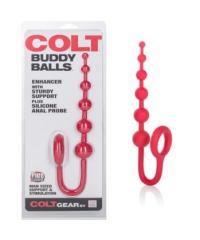 Анальная цепочка COLT Buddy Balls с эрекционным кольцом красная 