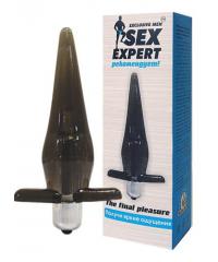 Черная анальная вибровтулка SexExpert 11 см