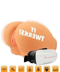 Реалистичная вагина с вибрацией, нагревом и шлемом виртуальной реальности CyberSkin Twerking Butt Deluxe