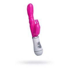 Ярко-розовый вибратор ToyFa A-toys с клиторальным стимулятором - 20 см