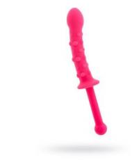 Розовый фаллоимитатор с длинной рукоятью